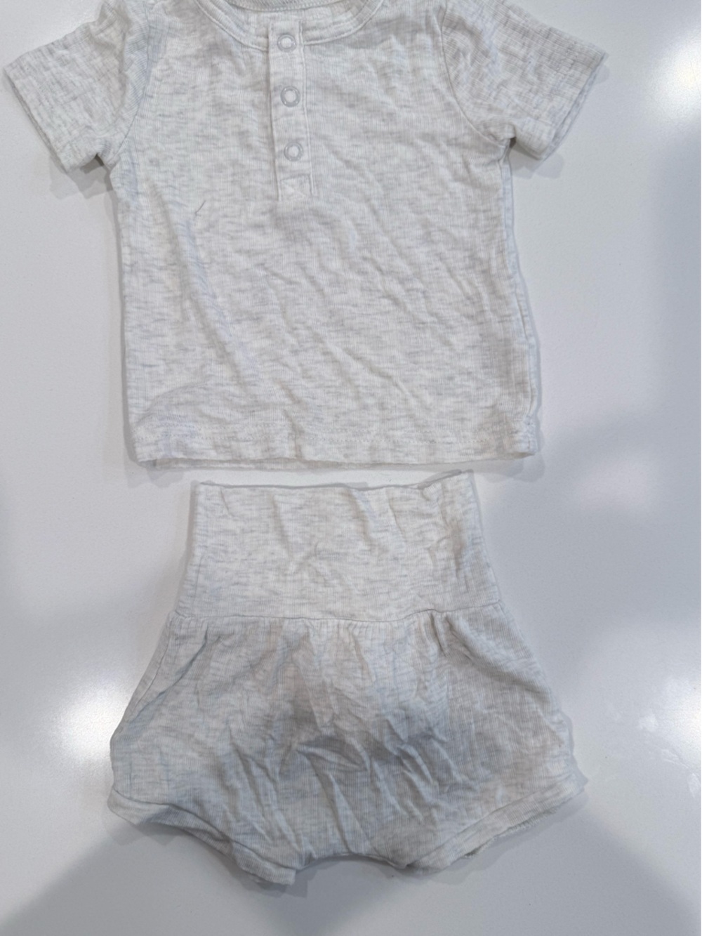 Carter's Light Gray Two-Piece Baby Outfit - Henley Top & Bloomers